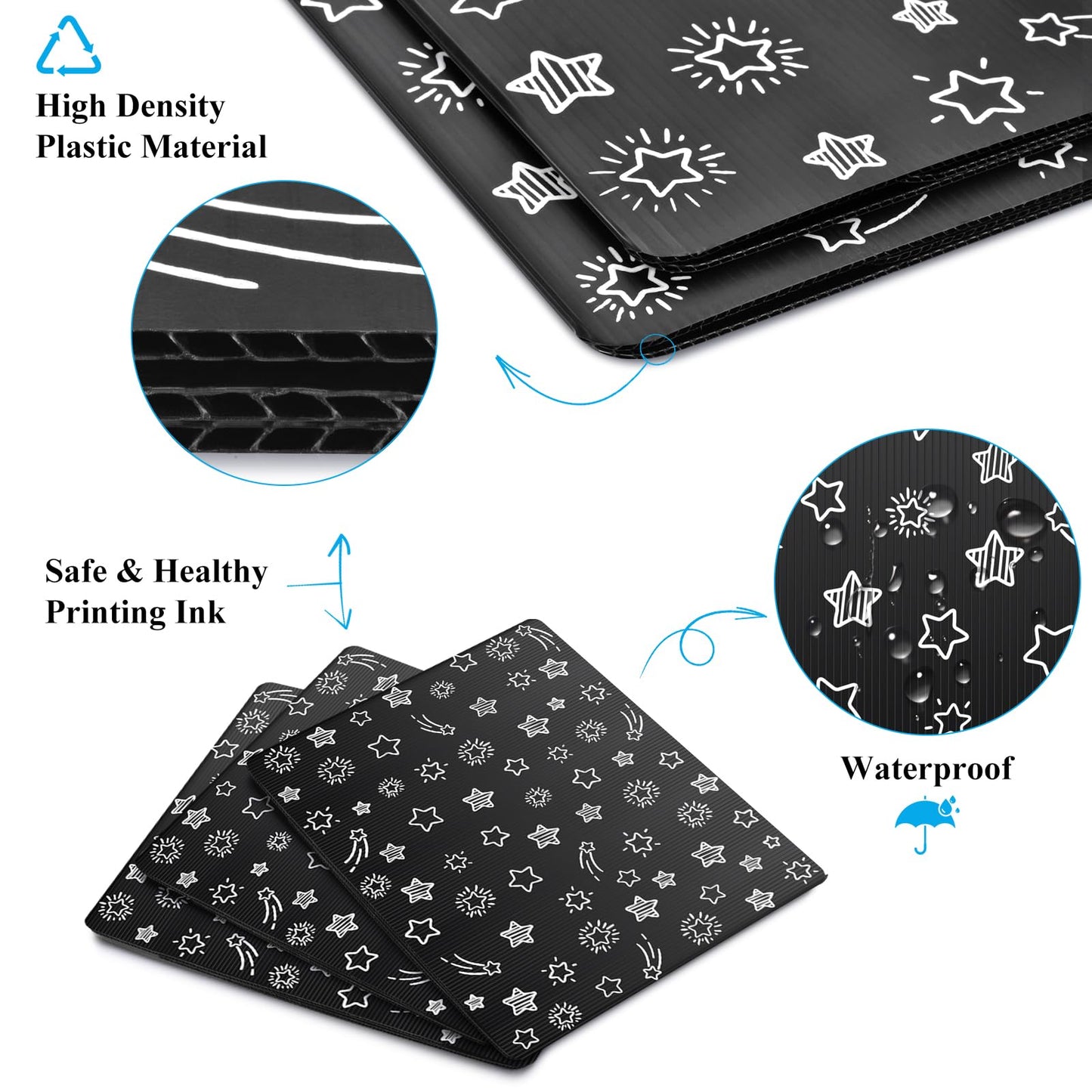Black 24-Pack Desk Dividers for Students, Waterproof Plastic Study Carrel Divider, Durable Testing Dividers for Classroom Teacher Supplies, Easy to Clean Privacy Shield Folder Boards for Student Desk