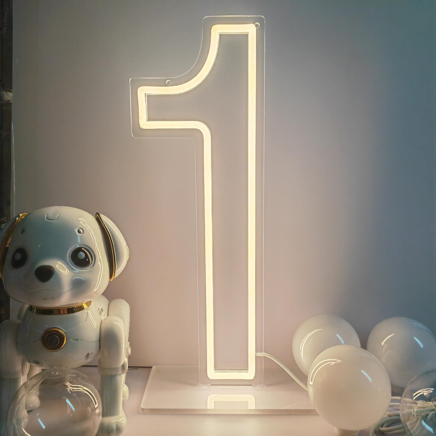 Lovewenying Neon Signs Number 1 Birthdays Decor Neon Lights One Party USB Plus Battery Case Light up Your Baby's First Birthday with Our Neon Number One Sign (Number 1-Warm White)