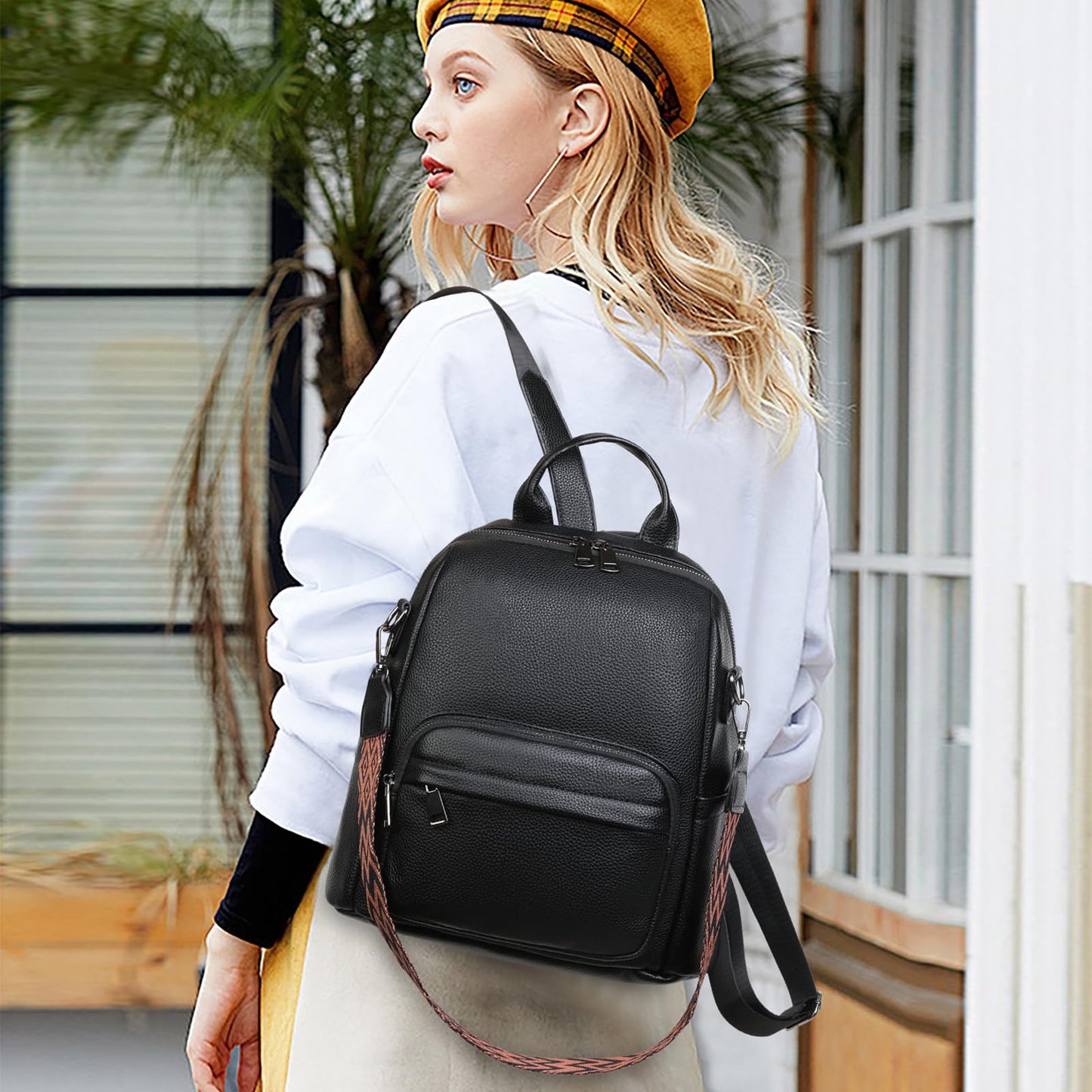 GAEKEAO Mini Backpack for Women Fahsion Vegan Leather Backpack Lightweight Ladies Shoulder Bag Small Travel Purses Daily