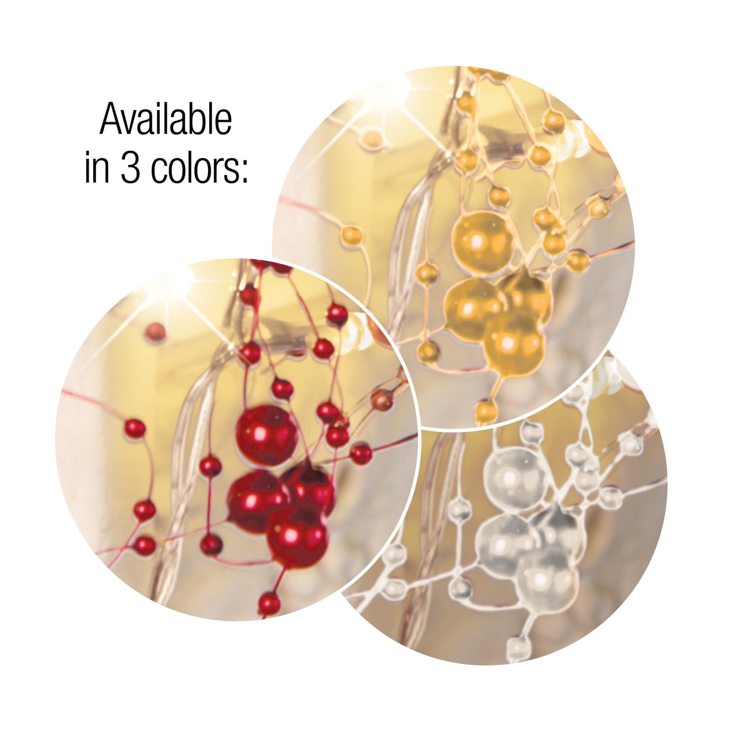 Collections Etc Indoor Christmas Decorations, Festive Lighted Berry Beaded Garland Red- 120" L