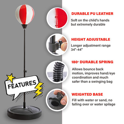 Whoobli Punching Bag for Kids and Toddler Incl Boxing Gloves| 3 4 5 6 7 8+ Years Old Adjustable Kids Boxing Bag with Stand| Sports Toy for Boys| Ideal Christmas Birthday Gift for Children; New 2026