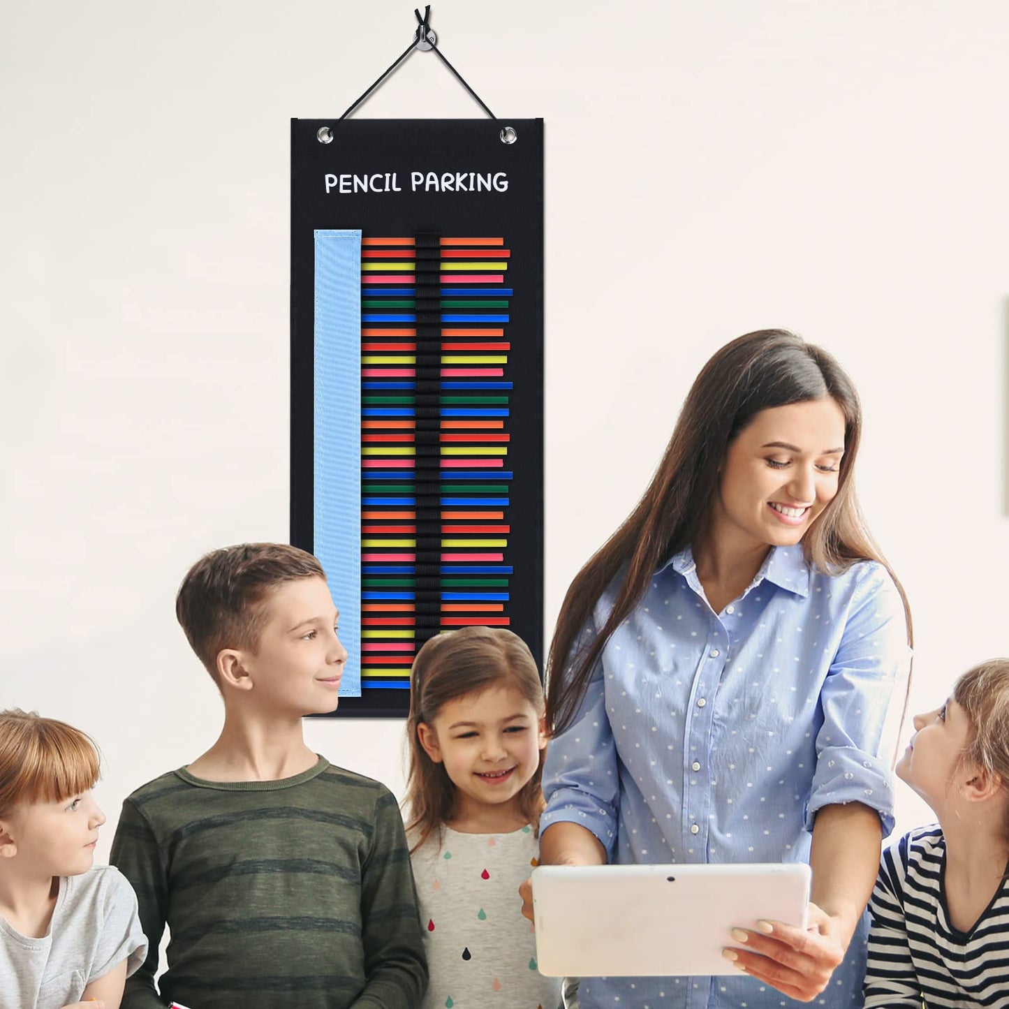 ALSLEA 2-Pack Pencil Parking for Classroom, Pencil Holder for Desk Organizer Roll up Pencil Case with 72 Slots, Portable Pencil Dispenser for Classroom 2025 Back to School Teacher Essential