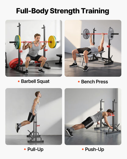 VEVOR Power Cage Squat Rack, Home Gym Power Rack with Adjustable Height & Width, 550LBS Strength Training Workout Equipment with Barbell Storage Racks & J-Hooks for Bench Press, Squat, Weight Lifting