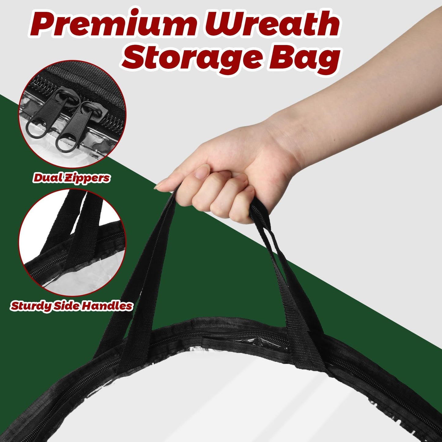 YAYODS 4 Pack Wreath Storage Container Bag 30 Inch Christmas Wreath Storage Bag Heavy Duty Christmas Wreath Boxes with Clear Window for Xmas Holiday Seasonal Wreath Garland (Black)
