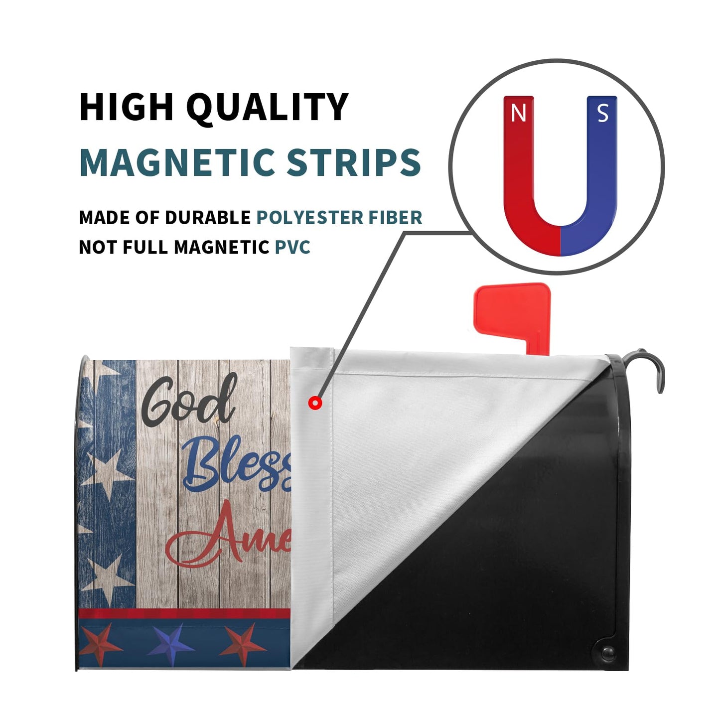American Flag Patriotic Mailbox Cover Magnetic USA Independence Day Mailbox Cover Standard Size 25.5 x 21 4th of July Memorial Day Mailbox Wrap Post Letter Box Cover Decorative for Home Outdoor Garden