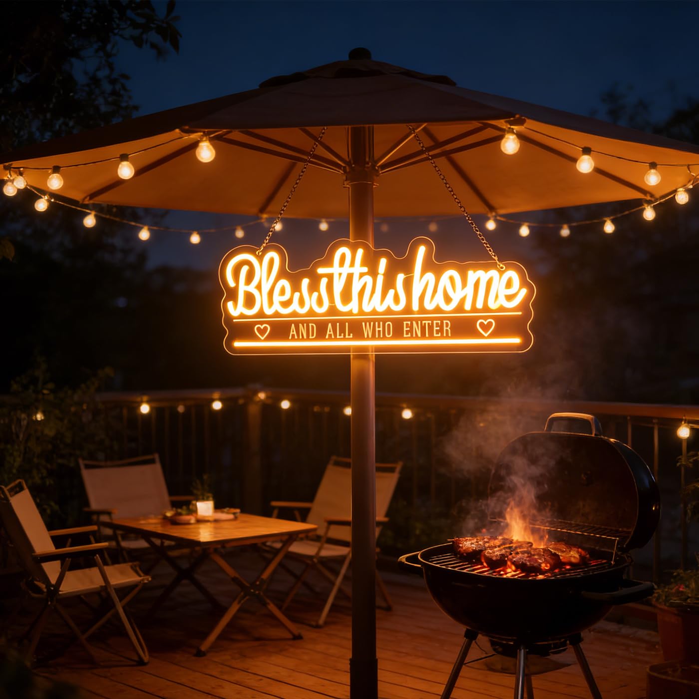 "Bless This Home And All Who Enter" Neon Sign, Positive Quotes Decorative Neon Lights for Home Room Wall Decor Neon Light Sign, Christmas Birthday Thanksgiving Gift