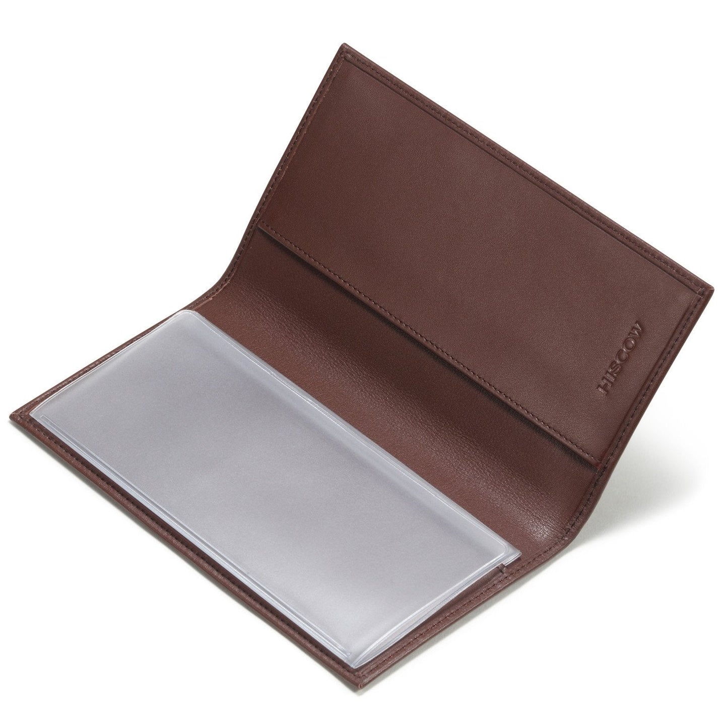 HISCOW Minimalist Leather Checkbook Cover for Men & Women - Italian Calfskin (Brown)