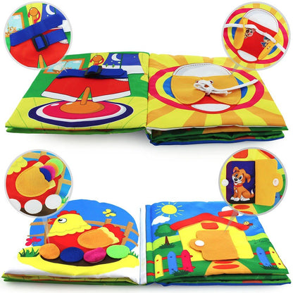 Infant Soft Book, Baby Books 6 to 12 Months, Cute Montessori Educational Newborn Baby Toys 0-3 Months, Nontoxic Fabric Touch & Feel Crinkle Cloth Books for Babies, Infants, Toddlers Visual Stimulating