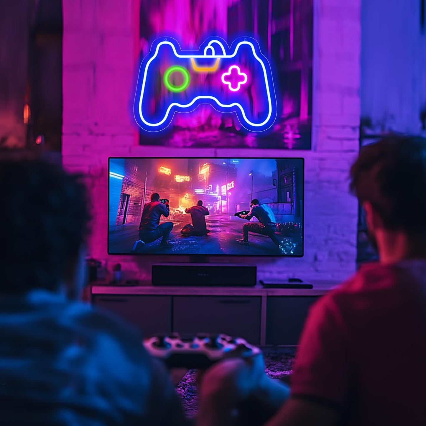 KENFARI Gamer Neon Sign, Gamepad Shaped LED Neon Sign for Gamer Room Decor, Game Neon Light for Teen Boy Room Decor, Best Gamer Gifts for Boys, Kids
