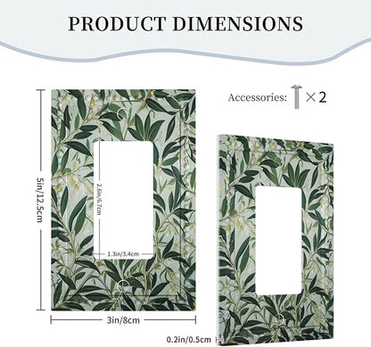 Sage Eucalyptus Leaves Foliage Single Decora Outlet Wall Plate 1 Gang Rocker Decorative Switchplate Faceplate GFCI Light Switch Covers for Home Living Decor