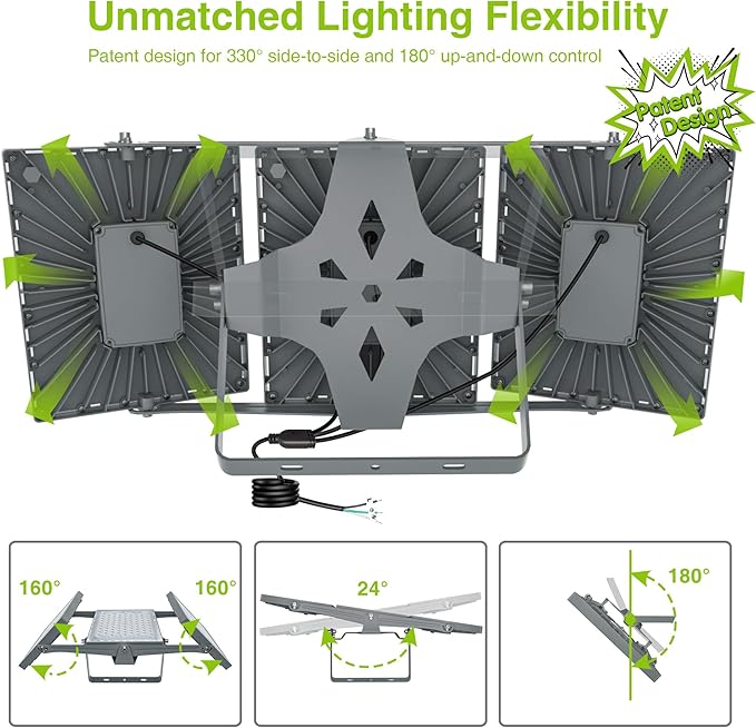 STASUN LED Flood Light Outdoor, Max Series 750W 75000lm 6000K Daylight IP66 Waterproof, Commercial Parking Lot Light,3 Heads for Yard Street Stadium House Floodlight Security Lights for Outdoor Area