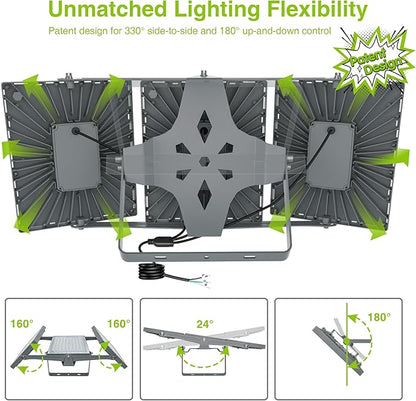 STASUN LED Flood Light Outdoor, Max Series 750W 75000lm 6000K Daylight IP66 Waterproof, Commercial Parking Lot Light,3 Heads for Yard Street Stadium House Floodlight Security Lights for Outdoor Area
