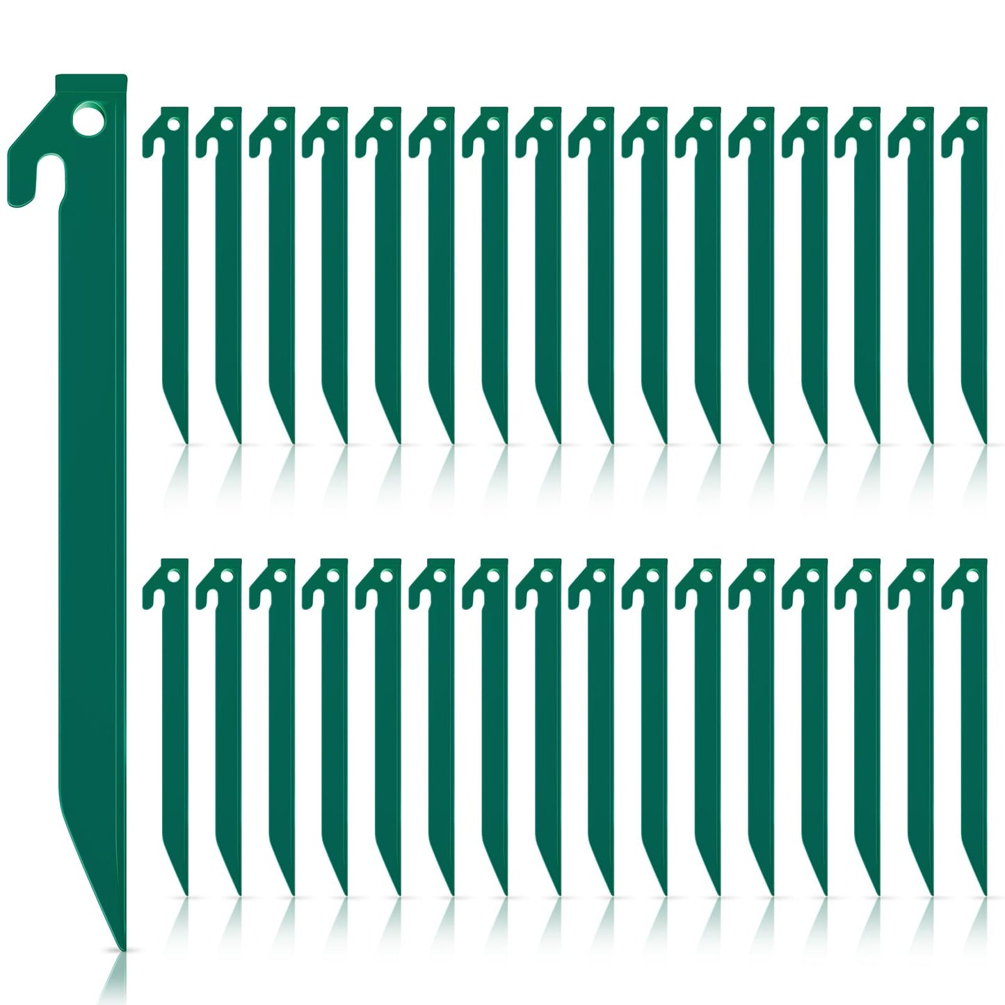 Deekin 36 Pcs Plastic Tent Stakes 9 Inch Heavy Duty Camping Tent Pegs Bulk Spike Hook Plastic Stakes for Summer Beach Garden Decorations Camp Outdoor Lawn Tarp (Green)