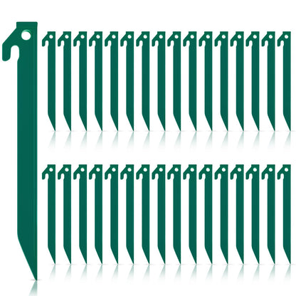 Deekin 36 Pcs Plastic Tent Stakes 9 Inch Heavy Duty Camping Tent Pegs Bulk Spike Hook Plastic Stakes for Summer Beach Garden Decorations Camp Outdoor Lawn Tarp (Green)