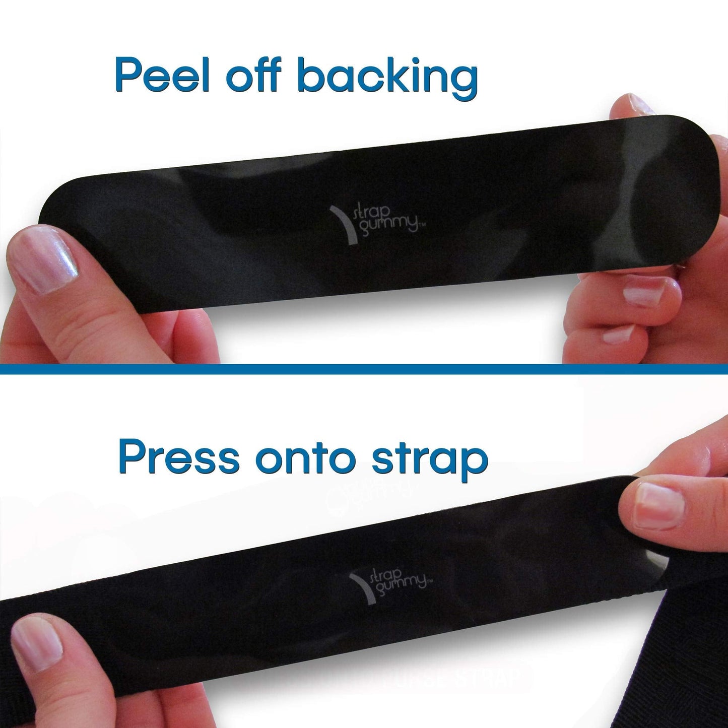Strap Gummy - Prevent Strap Slips - The ORIGINAL Non Slip Shoulder Strap Grip Strips - Set of 4 Pieces - 2 Large Black & 2 Small Semi-Clear