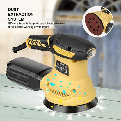 Inequalit Random Orbital Sander, 2.5Amp 4.9-Inch Corded Palm Sander, Max 13000 OPM Electric Drywall Sander with 6 Variable Speed, 20Pcs Sandpapers and Dust Bag for Woodworking, Sanding, Polishing