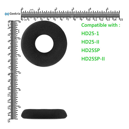 Geekria Comfort Velour Replacement Ear Pads Compatible with Sennheiser HD25-1, HD25, HD25SP, 25SP-II Headphones, Ear Cushions with Video Guide (Black)