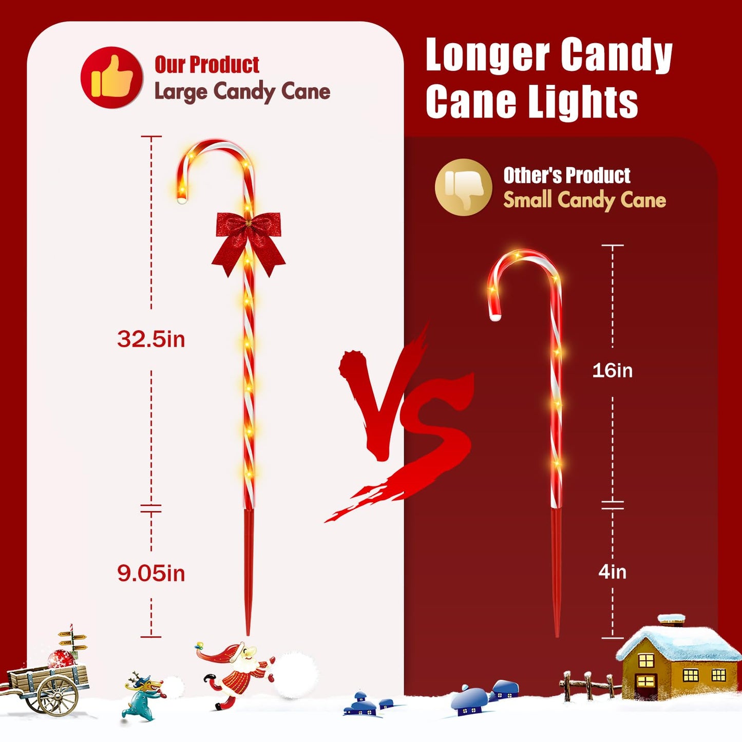 Christmas Candy Cane Pathway Lights, 12PCS 120 LED Christmas Lights Outdoor Decorations with Red Bow Waterproof, 8 Modes Timer Remote Christmas Walkway Light for Xmas Home Yard Lawn Patio Decor