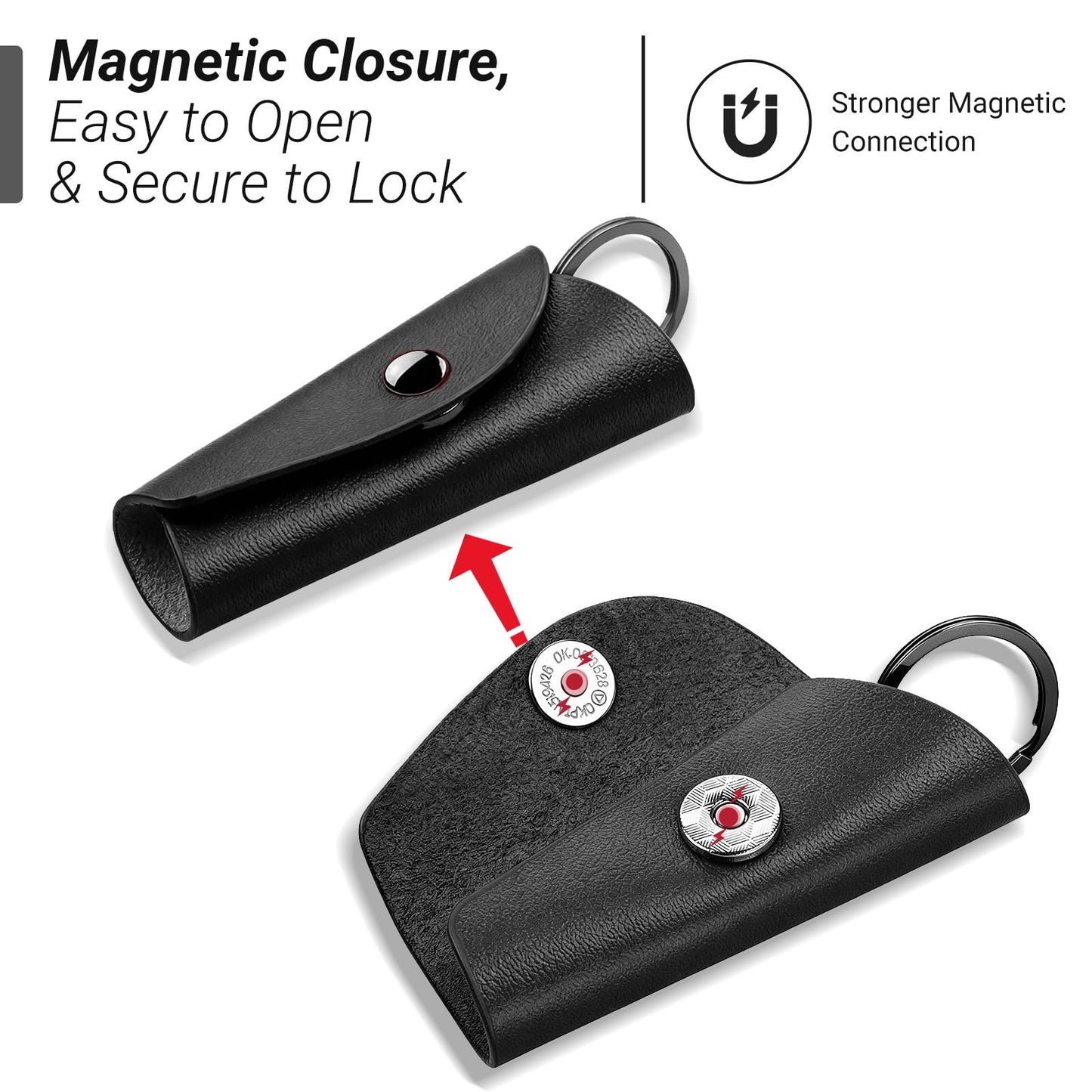 T-carbon Top Grain Leather Key Wrap for House Keys, Compact Key Holder Case Fits 2-5 Keys, Silent Rattle-Free Design,Portable Keychain