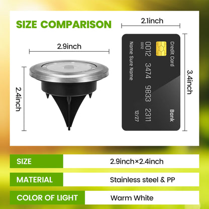 PATIOWIN Mini Solar Ground Lights, 12 Pack Solar Garden Lights, Solar Powered Pathway Lights Warterproof, Outdoor Lights for Driveway, Walkway, Backyard, Patio (Warm White)