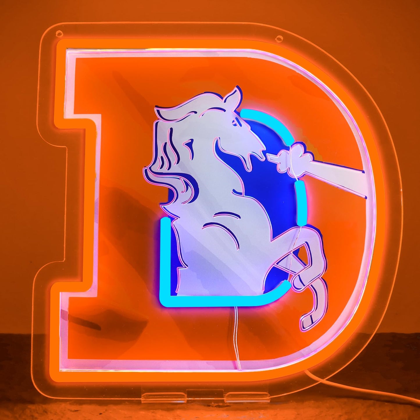 BNBIDEN Broncos Football Neon Signs Led Sign for Wall Decor Rugby Team Light Up Sign Suitable for Man Cave Office Bar Pub Wall Art Gifts for Teen Boys