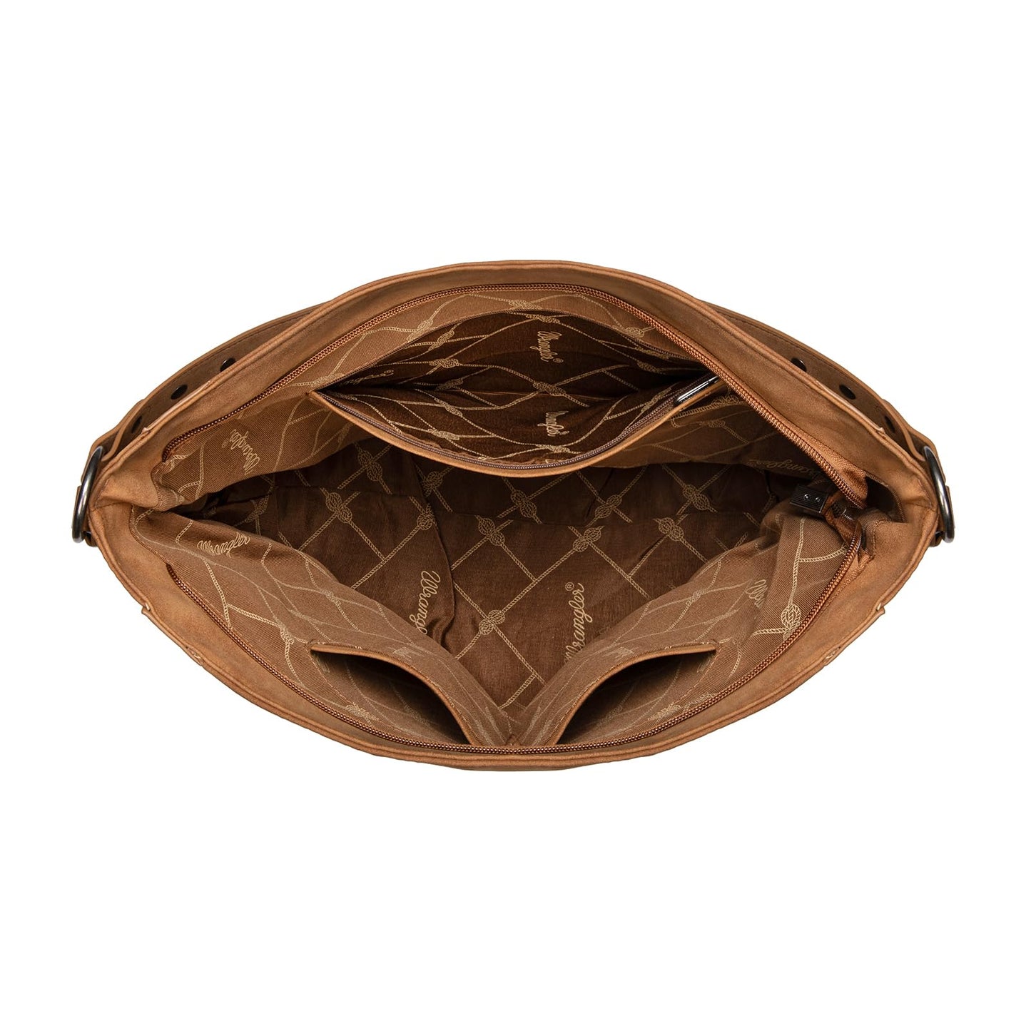 Wrangler Large Brown Hobo Bags for Women Purses and Handbags with Buckle Fringe Zipper Faux Suede Leather Shoulder Bag WG245-918BR
