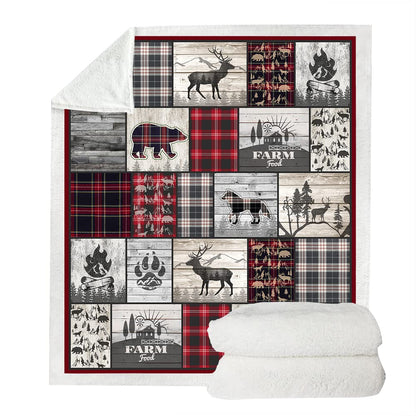 Belperan Wolf Bear and Deer Throw Blanket Rustic Cabin Decor Woodland Blanket Plaid Christmas Blanket Gifts for Women Southwestern Farmhouse Decor for Couch Bed Livingroom