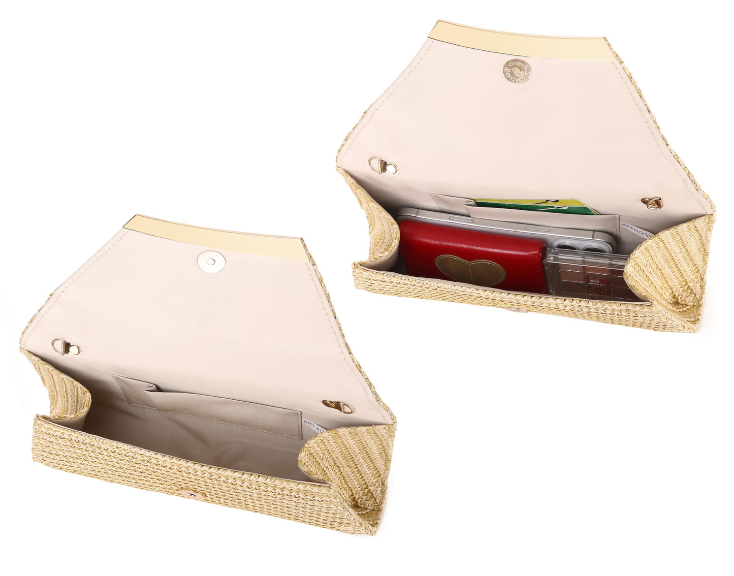 MUDUO Women Patent Leather Fashion Clutch Purses Evening Bag Handbag Christmas gift (Khaki)