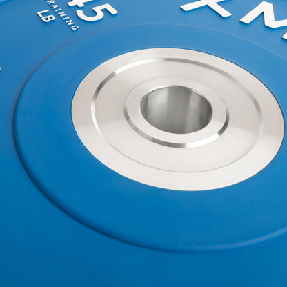 XMARK 45 lb Premium Virgin Rubber Bumper Plates with Chrome-Plated Steel Inserts for Serious Lifters