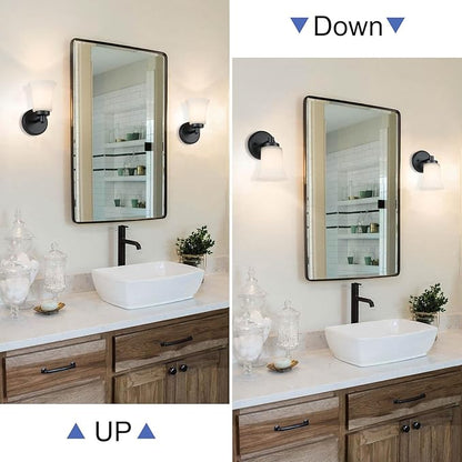XiNBEi Lighting Wall Sconce, 1 Light Black Glass Vanity Wall Light for Bathroom & Hallway XB-W1235-1-MB