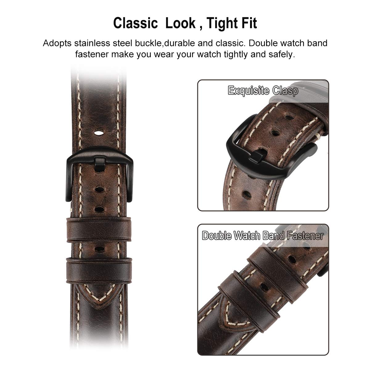 HUAFIY Leather Band Compatible for apple Watch Bands 42mm 44mm 45mm46mm49mm 38mm 40mm 41mm,Genuine Leather Watch Wristband for iWatch Ultra 3 2 1,Series 11/10/9/8/7/6/5/4/3/2/1
