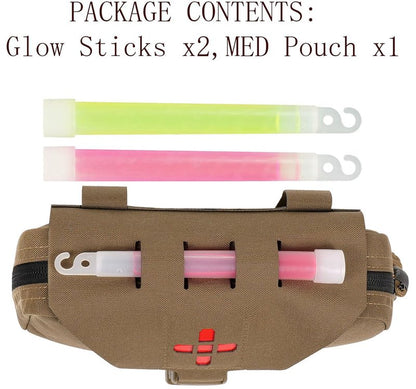 Lonloke Ifak Pouch-Rapid Deployment Tactical MOLLE Trauma Kit Pouches, Quick Release Tear-Off Medical First Aid Kit Organiser with Red Immediate Identify for Emergency Surviva. (CB+Glow Sticks)