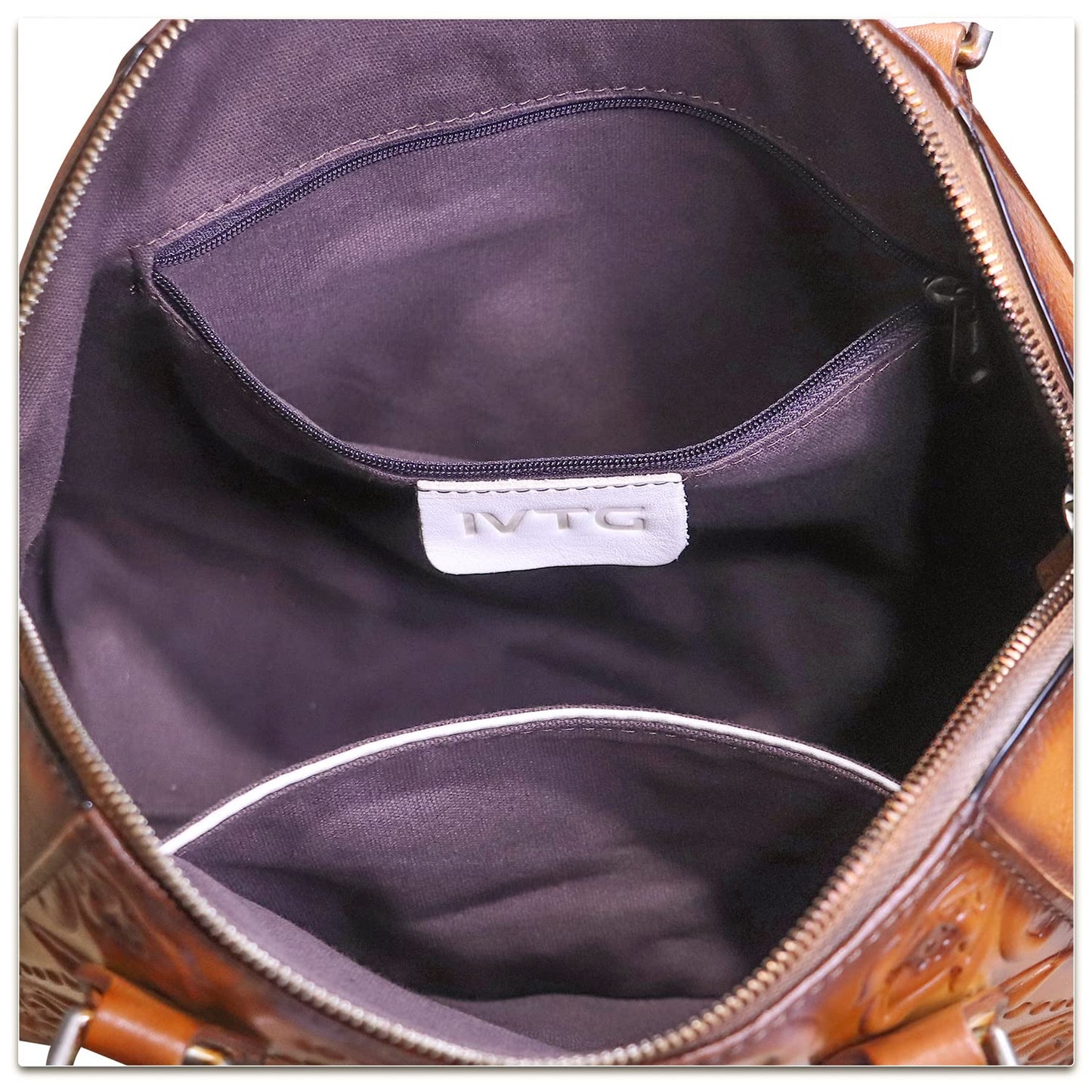 Genuine Leather Satchel for Women Top Handle Bags Handmade Purse Vintage Embossed Leather Crossbody Handbags Hobo Bag (Brown)