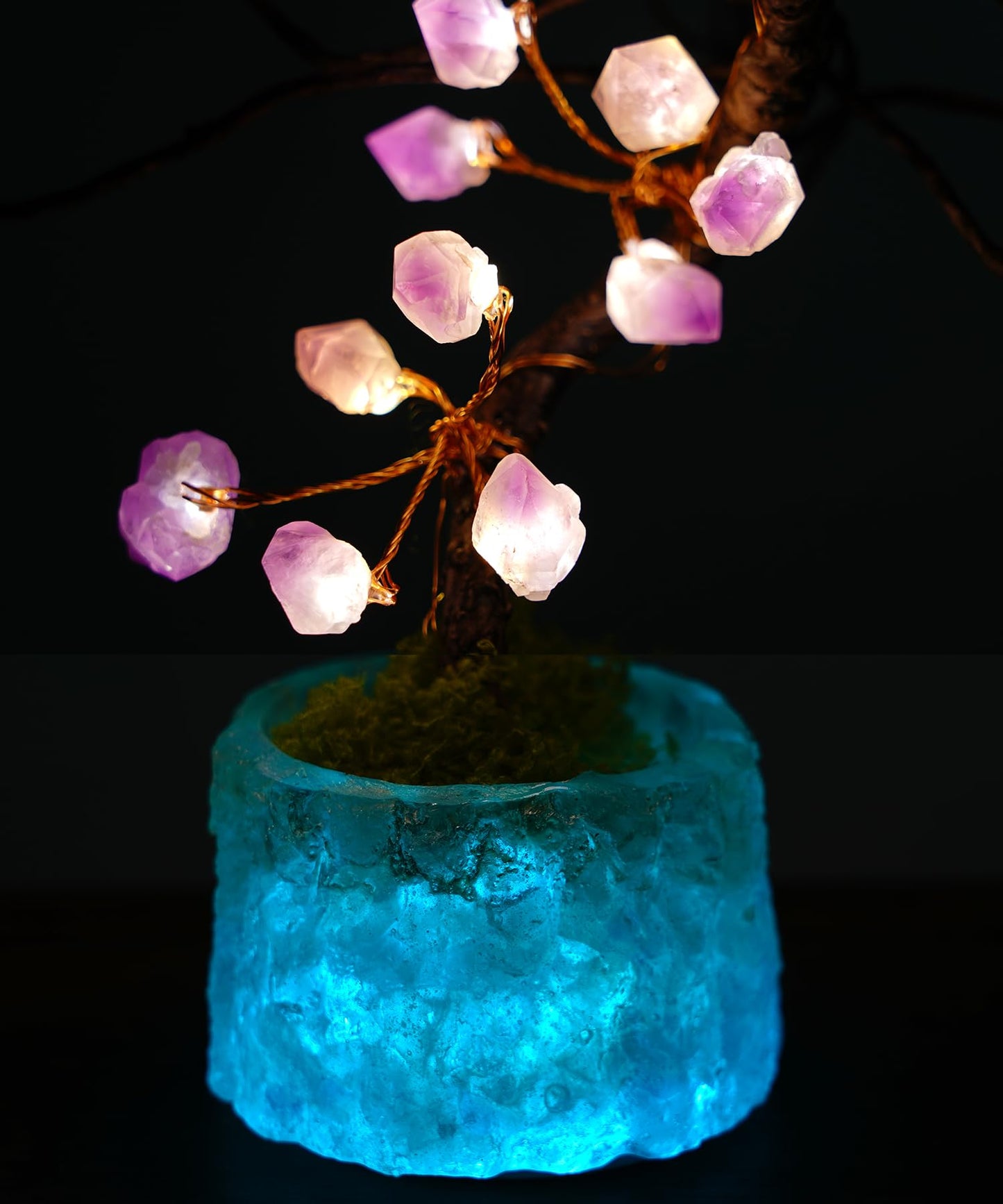 BOHON 10.6" Crystal Tree of Life Night Light with Remote & Timer, USB/Battery Powered, Adjustable Warm to Cool White, Healing Stone Decor, Unique Gift for Women, Housewarming, Birthday