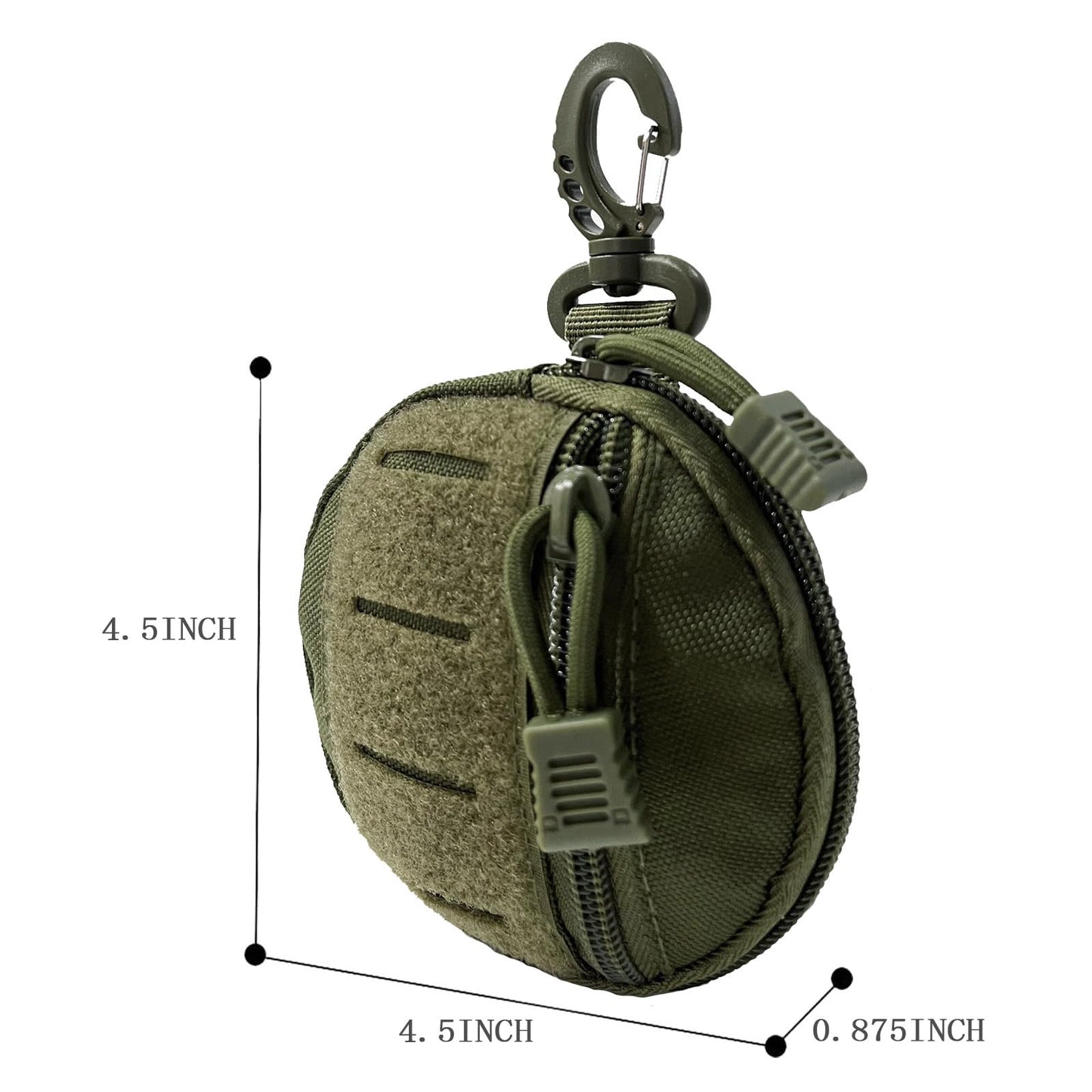 1000D Laser Cut Molle Pouch EDC Pouch Tactical Round Zipper Bag Case Coin Pouches Coin Purse Keychain Little Change Wallet Wireless Headset Pack Gadget Bag (Army Green)