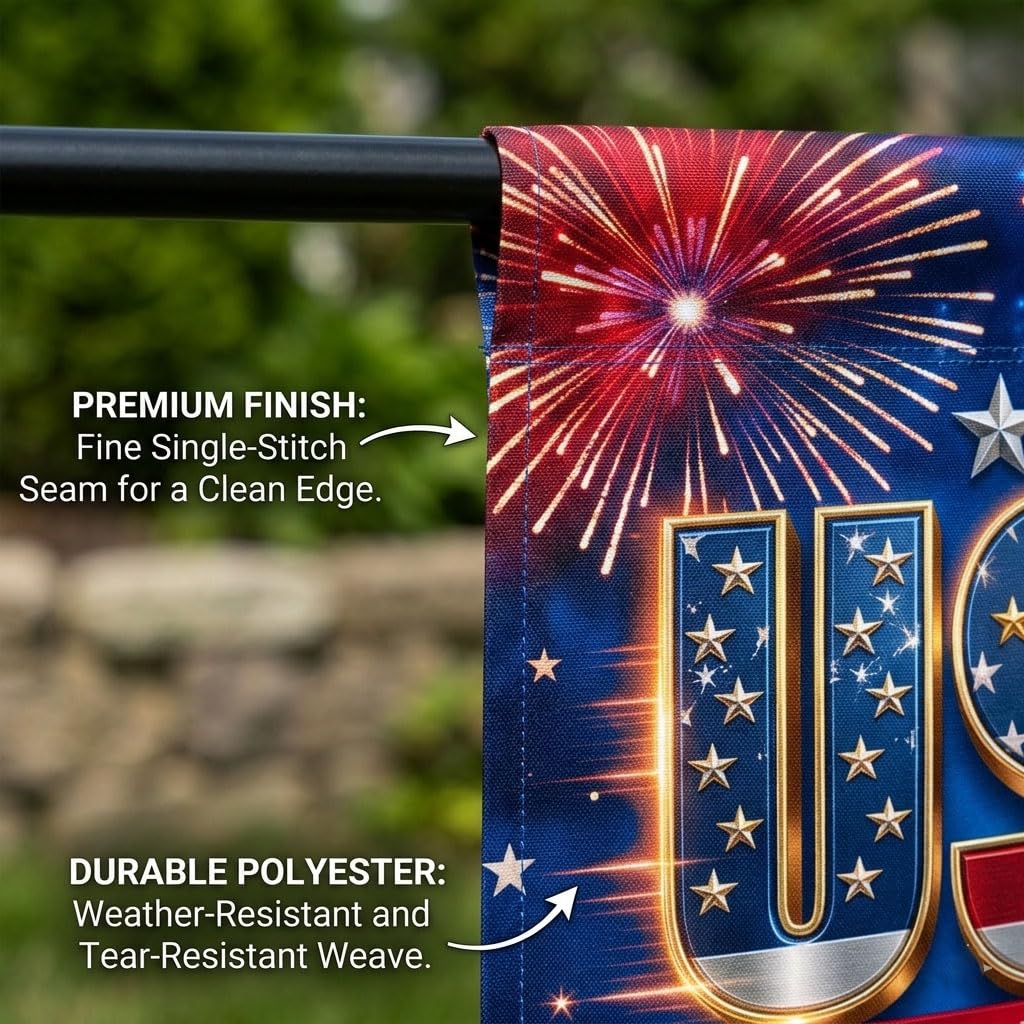 250 Anniversary USA Flag, 4th of July Decorations, Double Sided, UV Protection, Fade Resistant, 12x18 Inch, American Patriotic Outdoor Yard Garden Flags, 1776-2026 Commemorative (Blue)