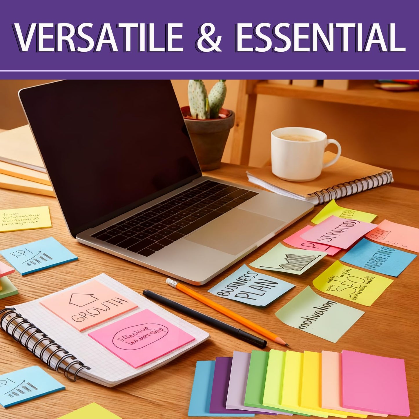 (18 Pads) Sticky Notes 3x3 inch, Self-Stick Note Pads, 18 Colorful Sticky Notes for School Supplies or Office Supplies