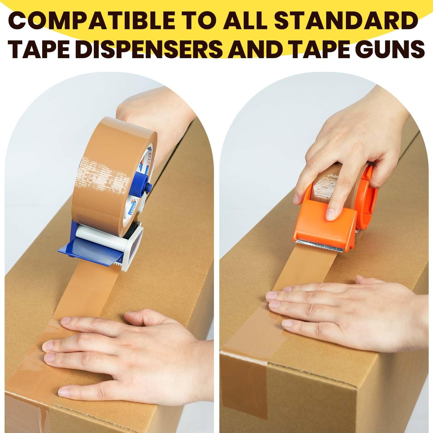 ADHES Brown Packing Tape with Dispenser, 1.88 Inch x 55 Yards, 12 Rolls Heavy Duty Shipping Tape for Moving Boxes, Packaging and Storage, Strong Adhesive