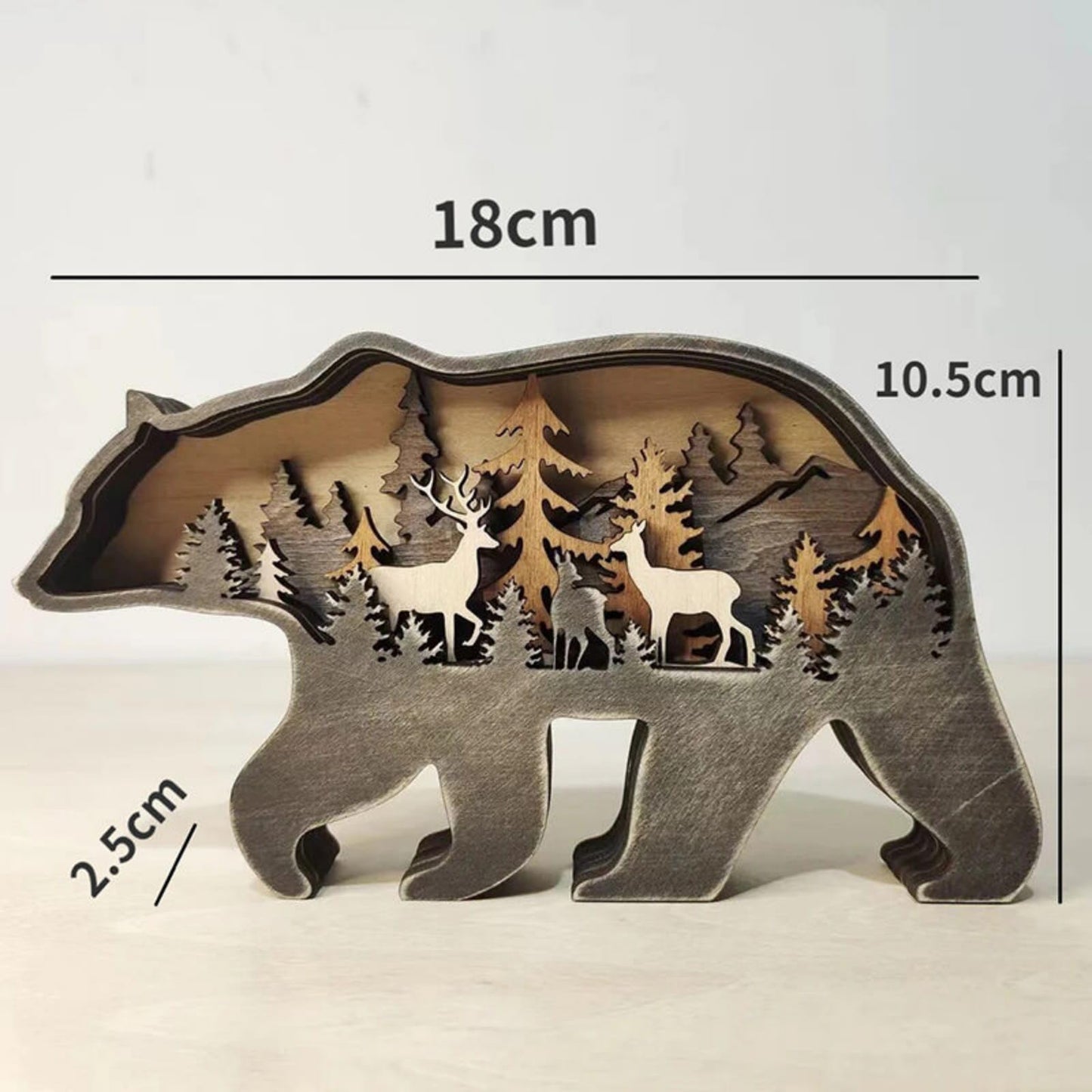 3D Wood Carving Animals Lamp Home Decorative, Cute Bear Family Elephant Presents Ideas Christmas Living Room Office Decor Warm LED Night Lights Gift for Friend Daughter Son Mom Dad (Forest Bear)
