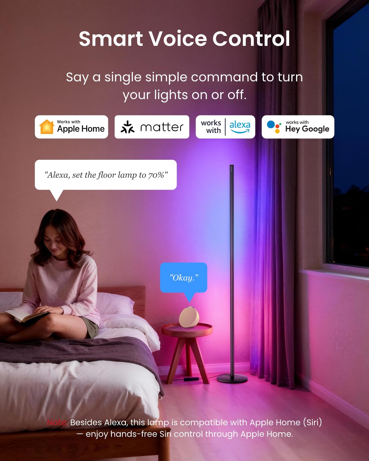 SwitchBot Smart Floor Lamp RGBICWW Voice/App Controlled Works with Alexa, Apple Home & Google, Matter, Warm & Cool White, 1200lm Music Sync, Lamp for Living Room for Bedroom — Christmas/Holiday décor