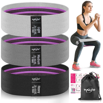 WALITO Resistance Bands for Working Out, Fabric Exercise Bands for Legs and Butt, Workout Bands for Women and Men, Booty Band for Yoga Starter Set, Pilates, Rehab, Fitness and Home Workout