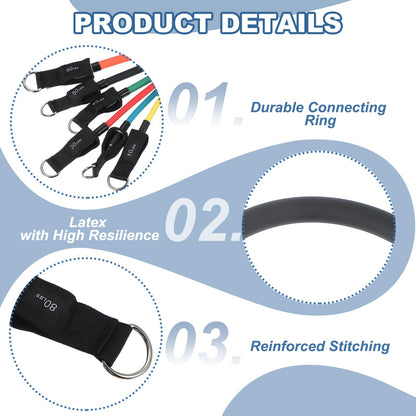 PATIKIL Resistance Tube Bands, 50 lbs Stackable Single Resistance Band Exercise Band Stretch Band for Working Out Man Home, Black
