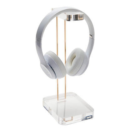 russell+hazel Acrylic Headphones Stand, Headset Holder, Office Accessories, Clear Acrylic with Gold Hardware, 4” x 5” x 10.5” (93922)