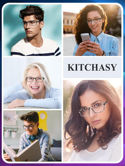 Kitchasy 2 Pack Reading Glasses, Unbreakable Blue Light Blocking Reading Glasses,Filter UV Ray/Glare Computer Readers, Stylish Lightweight Spring Hinges Eyeglasses for Women Men(2-pack Black,1.0)