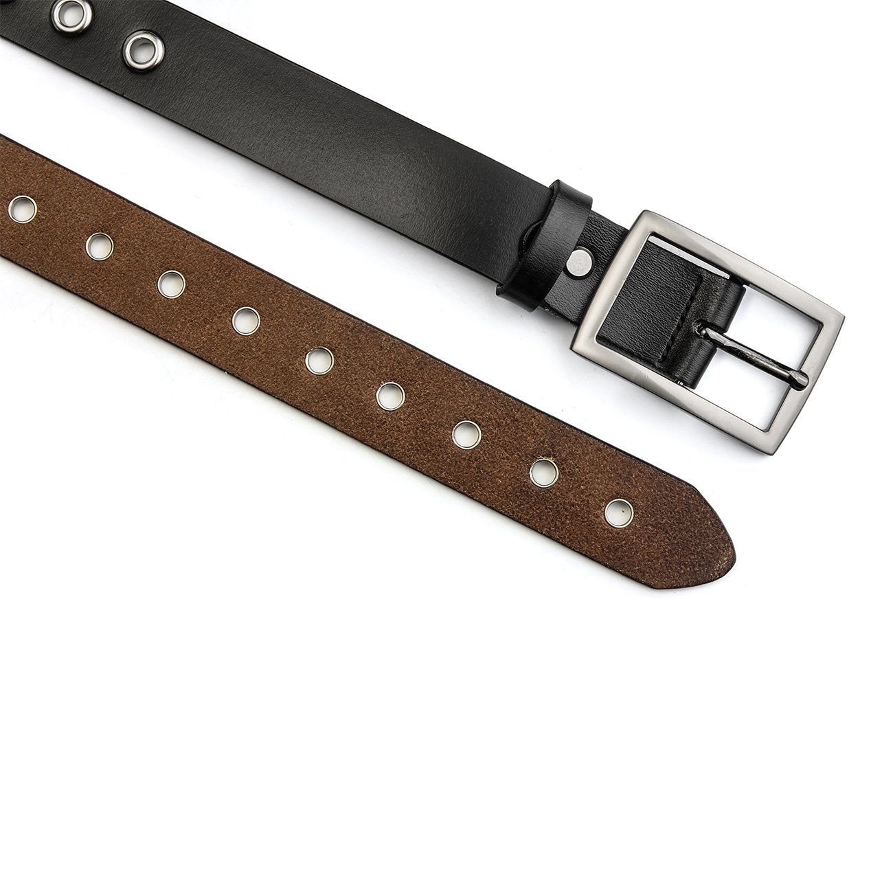McFanBe Leather Belt for Women Girls Waist Belt Alloy Buckle 1.1 Inches Width Adjustable (B:Black, M(Fit waist size 34"-37"))