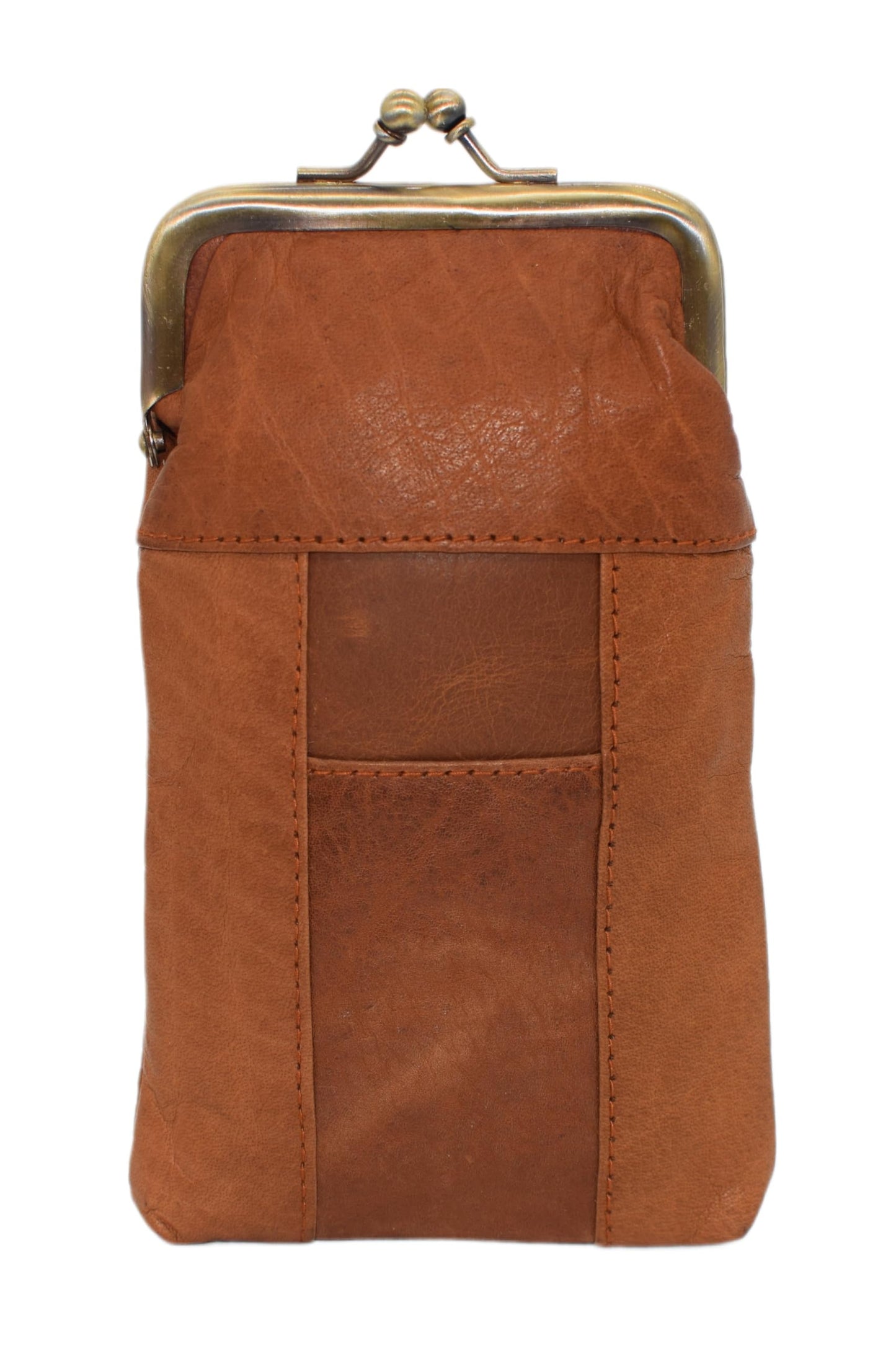 Genuine Leather Tan Cigarette Case Holder Slim Pack Regular or 100's & Lighter Pocket with Metal Twist Clasp (Tan)