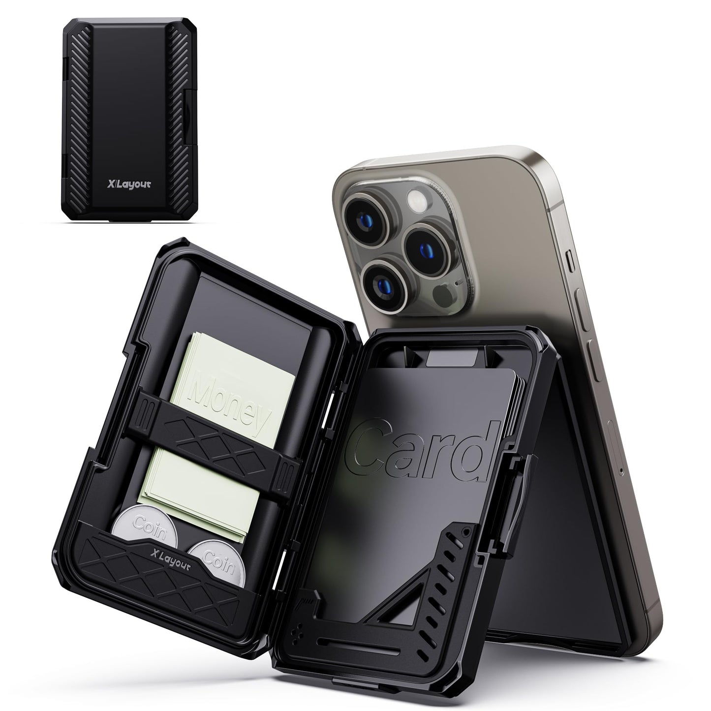 Xlayout Magnetic Wallet with RFID Blocking | X-Pocket| Magnetic Card Holder & Phone Stand | Heavy Duty Phone Wallet | Splash-proof MagSafe holder for iPhone 16/15/14/13 Series