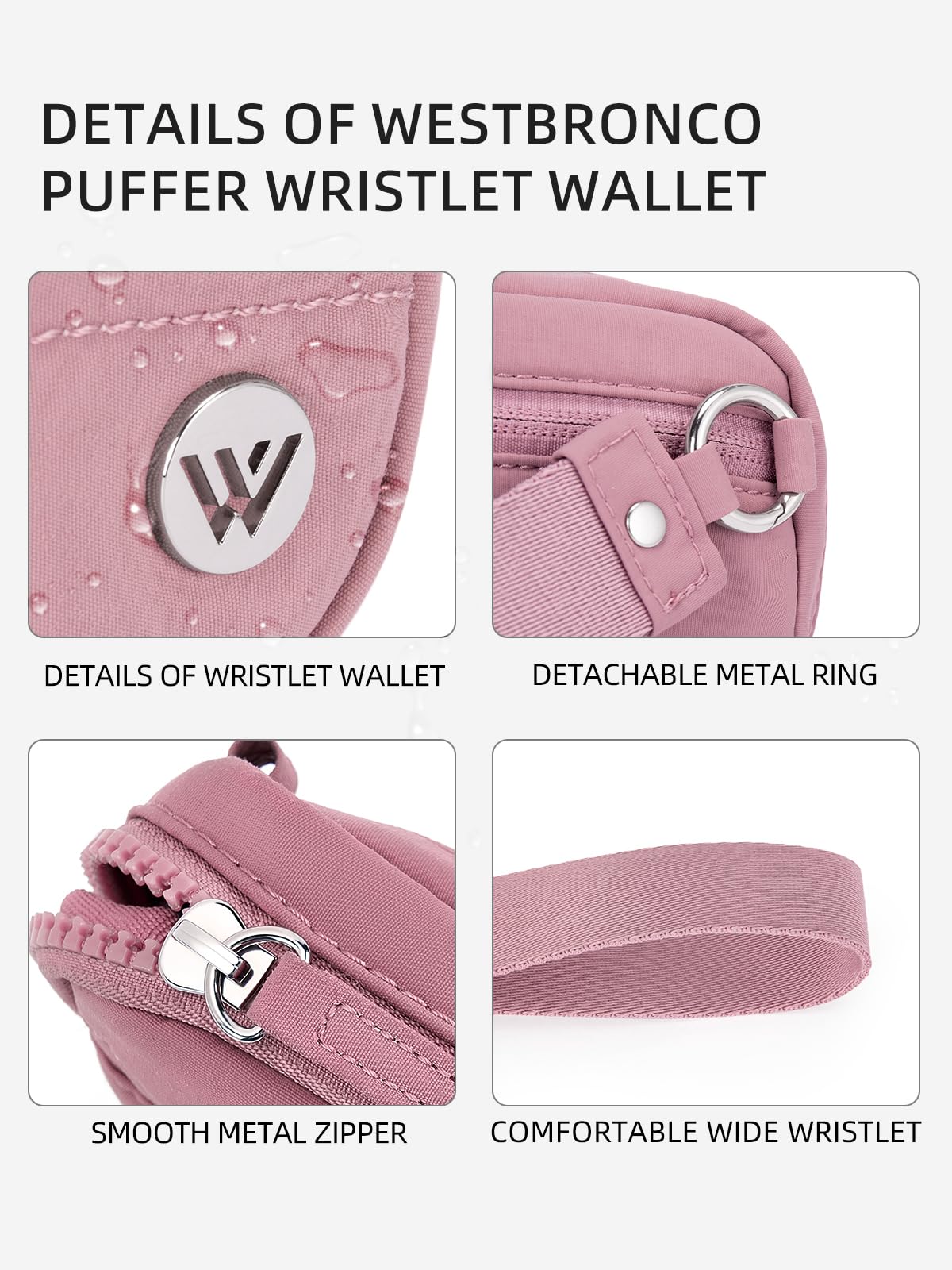 WESTBRONCO Wristlet Wallets for Women – RFID Blocking Quilted Nylon Phone Wallet Clutch, Zip Around Card Holder Purse for Travel & Everyday Use