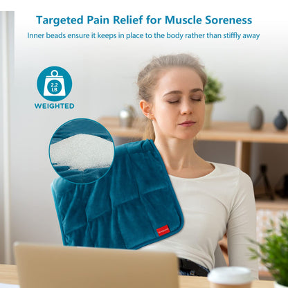 Comfytemp Weighted Heating Pad for Back & Cramps, Father's Day Gifts, Birthday Gifts for Mom Dad Women Men, 2.2lb Electric Neck Shoulder Heat Pad for Pain Relief, FSA HSA Eligible, 2H Auto-Off, 12x24