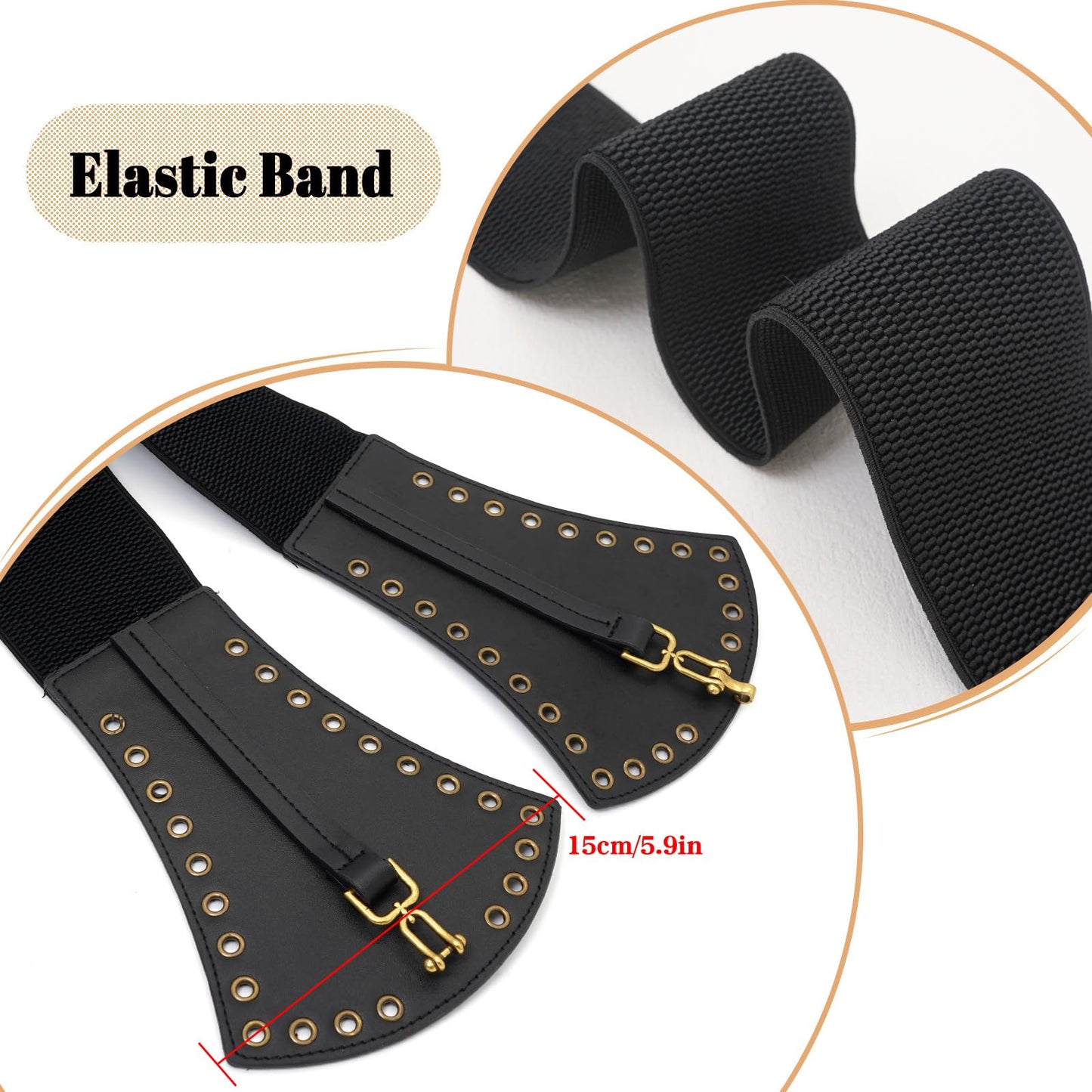 BAOKELAN Women Wide Elastic Belt Vintage Irregular Stretchy Waist Belts for Dresses Black 100CM